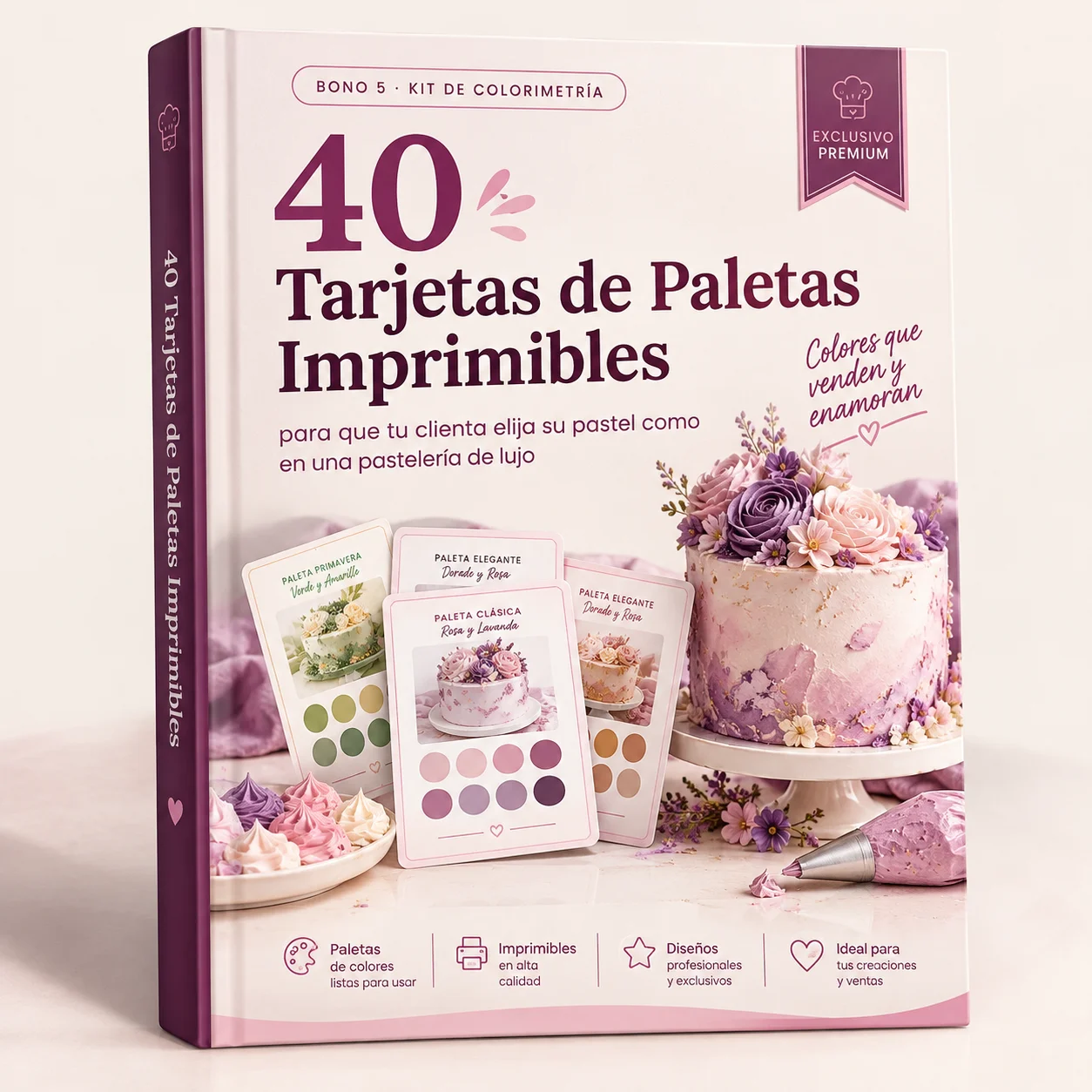 Portada del bono 5: 40 Tarjetas de Paletas Imprimibles y Digitales, con un muestrario de tarjetas de paletas
