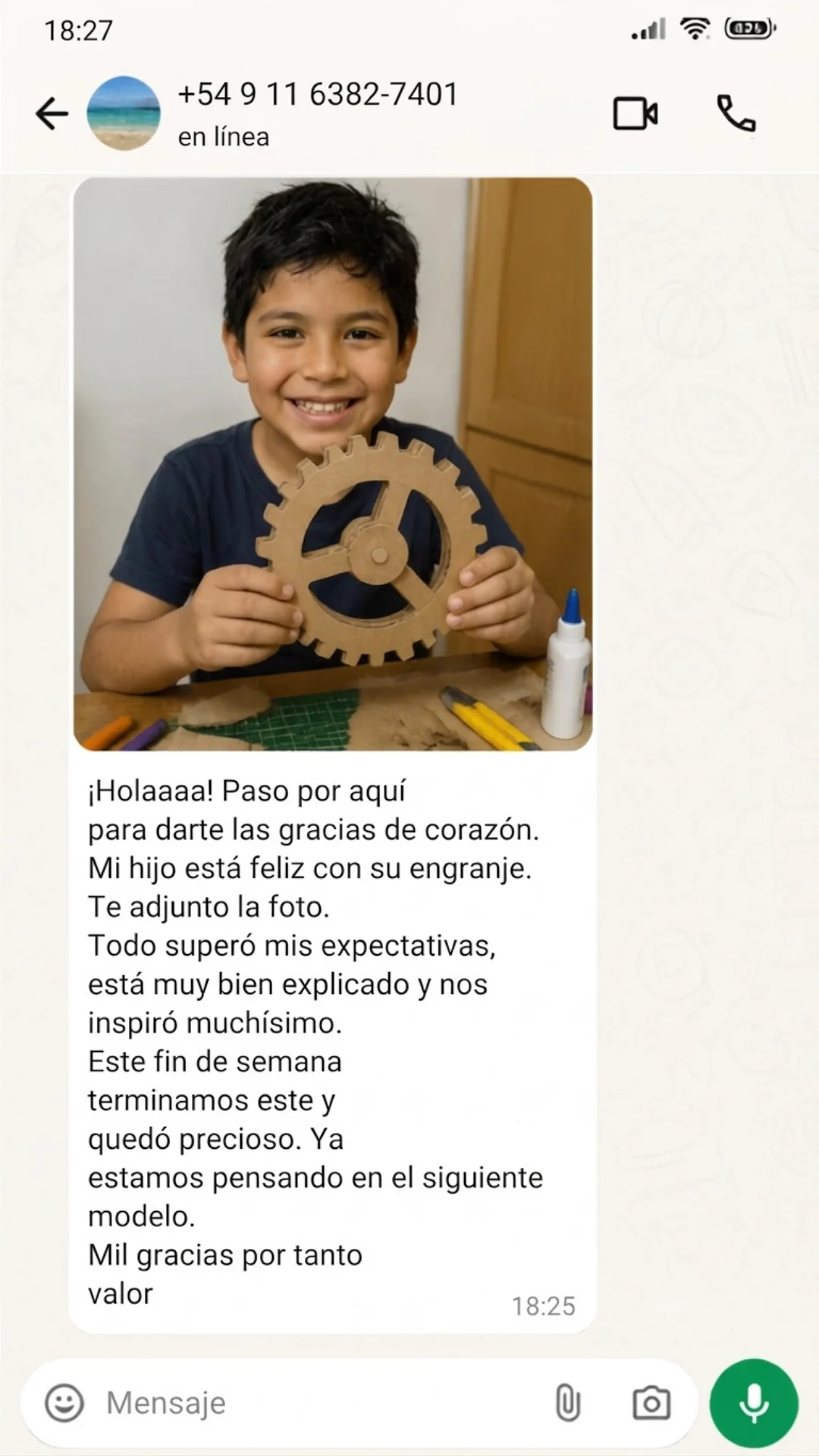Testimonio de una mamá: su hijo está feliz con su engranaje de cartón