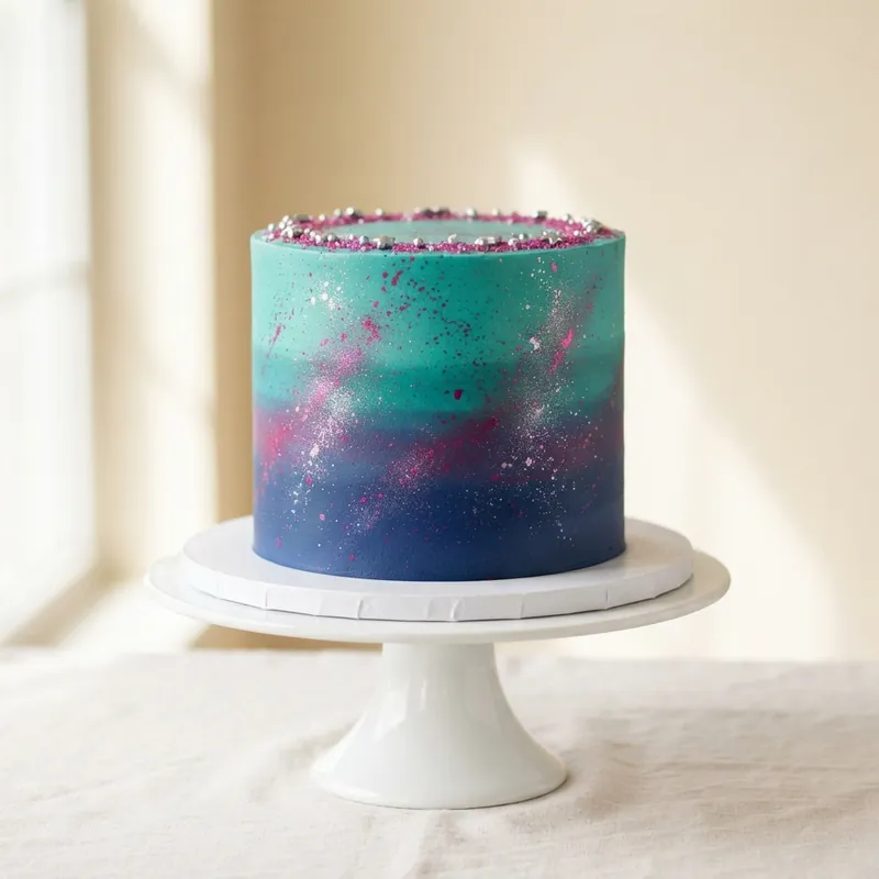 Pastel con degradado de verde, azul y violeta como una aurora boreal, paleta Aurora Boreal